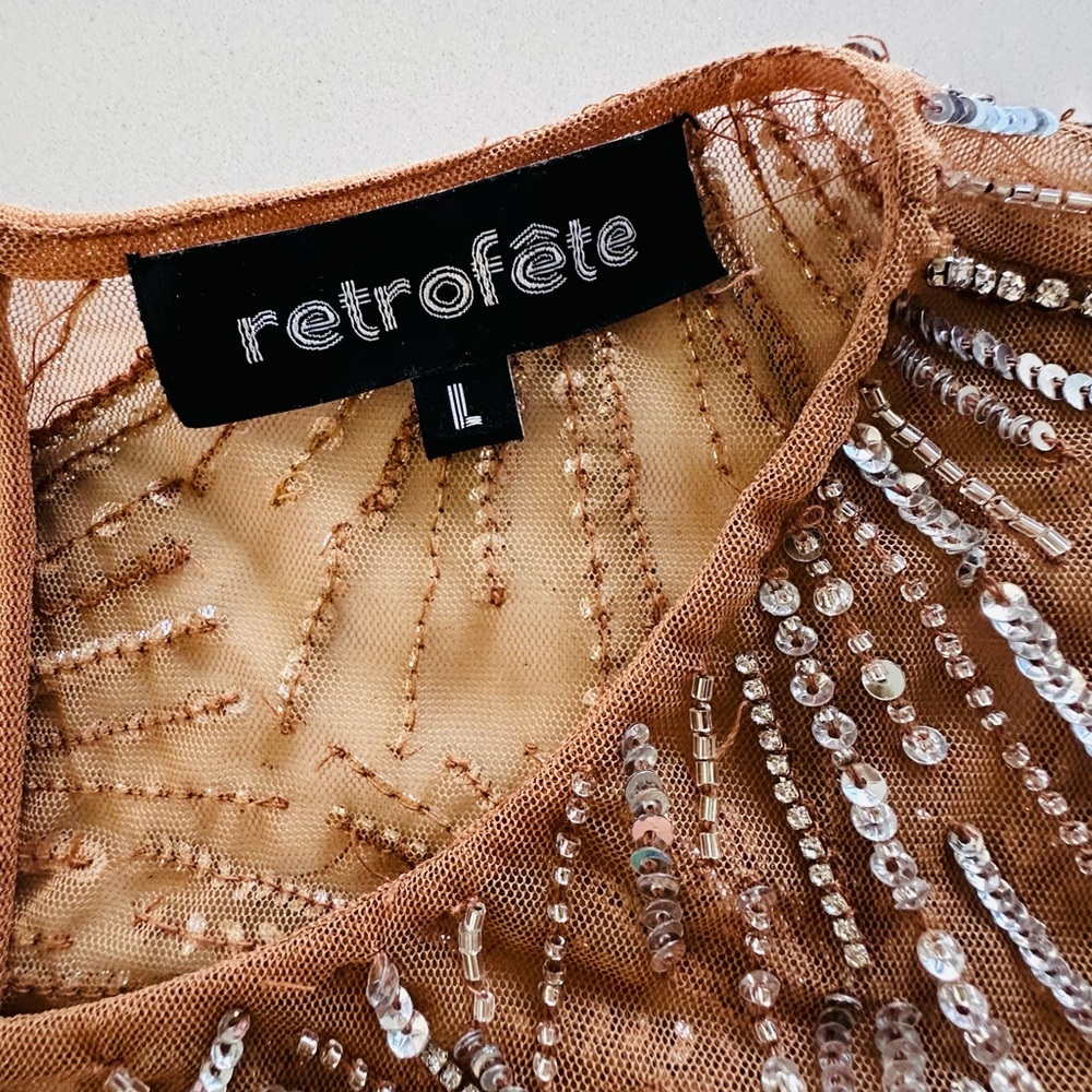 Retrofete Bessie Embellished Sheer Crop Top - Picture 6 of 8